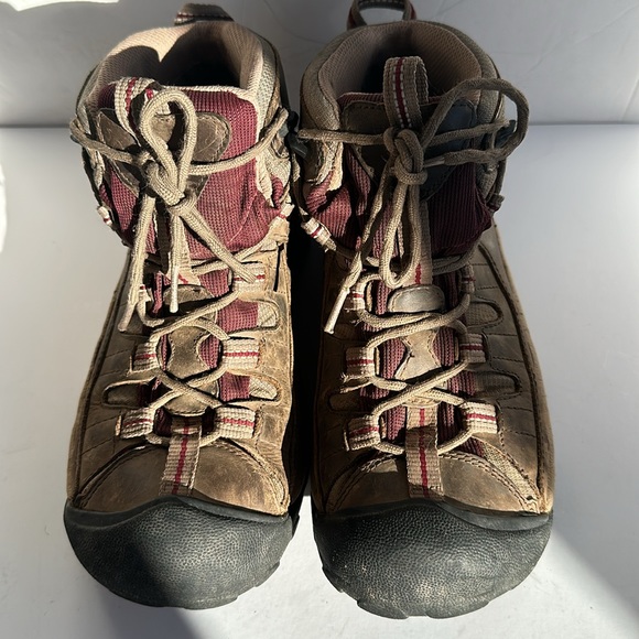 Keen Targhee II Mid Hiking Boots In Brown-burgundy-Sz 9 - Picture 6 of 15